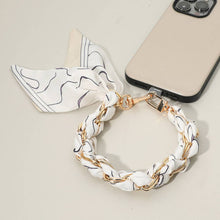 Load image into Gallery viewer, Patterned Fabric Scarf Chain Phone Holder Bracelet Wristlet Strap