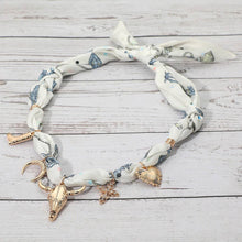 Load image into Gallery viewer, Western Steer Head Cowboy Boot Horseshoe Cross Heart Charm Station Fabric Bandana Scarf Necklace