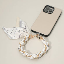 Load image into Gallery viewer, Patterned Fabric Scarf Chain Phone Holder Bracelet Wristlet Strap