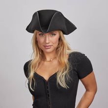 Load image into Gallery viewer, Genuine Leather Tricorn Pirate Hat - Style Blackbeard