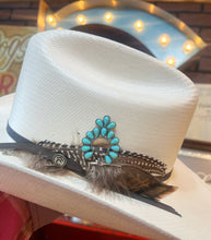 Load image into Gallery viewer, Western Turquoise Squash Blossom Hat Pin Hat Bar