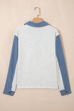 Load image into Gallery viewer, Western Denim Patchwork Shirt Collar Half Button Top (S-XL)
