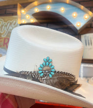 Load image into Gallery viewer, Western Turquoise Squash Blossom Hat Pin Hat Bar
