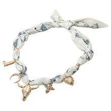 Load image into Gallery viewer, Western Steer Head Cowboy Boot Horseshoe Cross Heart Charm Station Fabric Bandana Scarf Necklace
