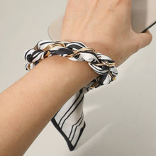Load image into Gallery viewer, Patterned Fabric Scarf Chain Phone Holder Bracelet Wristlet Strap
