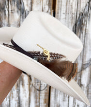 Load image into Gallery viewer, Brass Patina Pistol Gun Charm Hat Pin Western Hat Bar
