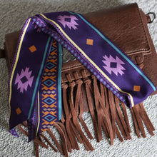 Load image into Gallery viewer, Midnight Violet Aztec Lil Twilly Scarf 33" | Wrist Scarf
