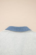 Load image into Gallery viewer, Western Denim Patchwork Shirt Collar Half Button Top (S-XL)
