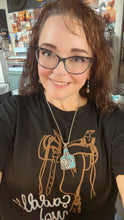Load image into Gallery viewer, Western Turquoise Floral Cattle Tag Pendant Necklace
