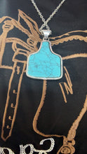 Load image into Gallery viewer, Western Turquoise Floral Cattle Tag Pendant Necklace
