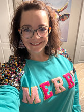 Load image into Gallery viewer, Pre-Order &quot;Merry&quot; Turquoise Sweatshirt
