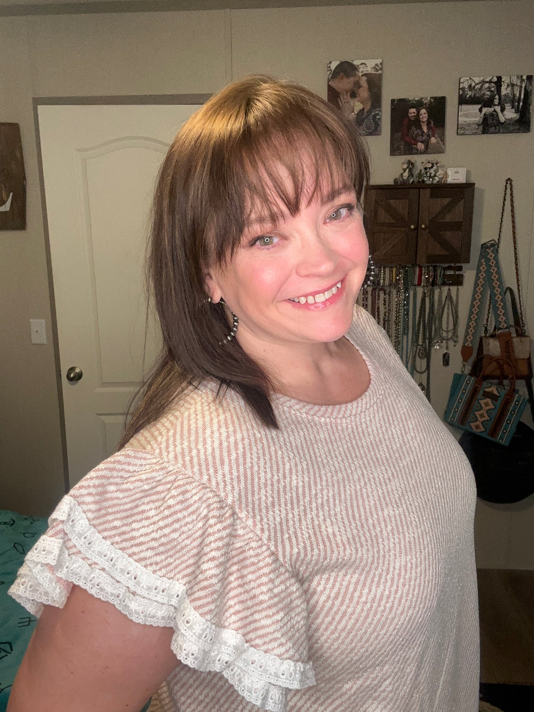Dusty Rose with Ruffle sleeves