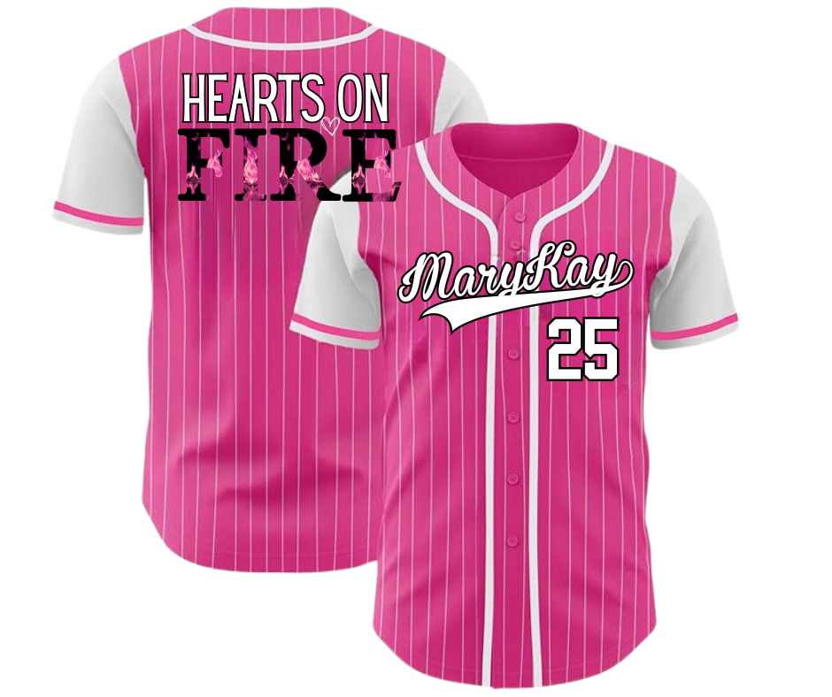Custom Baseball Jerseys and Shirts  - Chrissy B (Hearts on Fire)