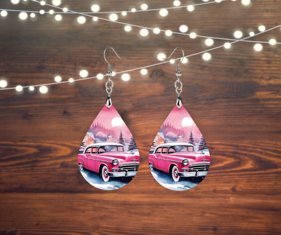 Pink Christmas Earrings