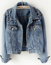 Load image into Gallery viewer, Denim Pearl Jackets
