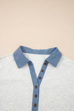 Load image into Gallery viewer, Western Denim Patchwork Shirt Collar Half Button Top (S-XL)
