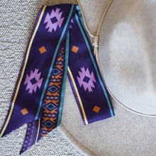 Load image into Gallery viewer, Midnight Violet Aztec Lil Twilly Scarf 33" | Wrist Scarf
