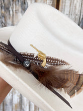 Load image into Gallery viewer, Brass Patina Pistol Gun Charm Hat Pin Western Hat Bar
