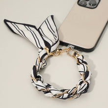 Load image into Gallery viewer, Patterned Fabric Scarf Chain Phone Holder Bracelet Wristlet Strap
