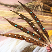 Load image into Gallery viewer, Handmade Premium Studded Pheasant Feather

